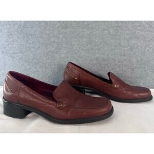 VTG Naturalizer Women's sz 8.5 Congac Brown Leather Block Heel Loafer 90s Y2K